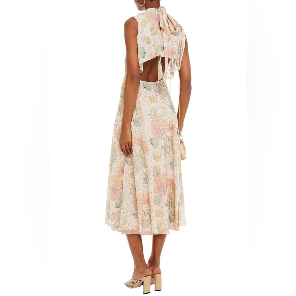 RED VALENTINO Cutout metallic floral chiffon midi dress - Picture 2 of 13